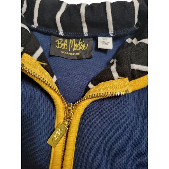 Bob Mackie Wearable Art XXS Women's Full Zip Navy/Yellow Pockets - Picture 3 of 10
